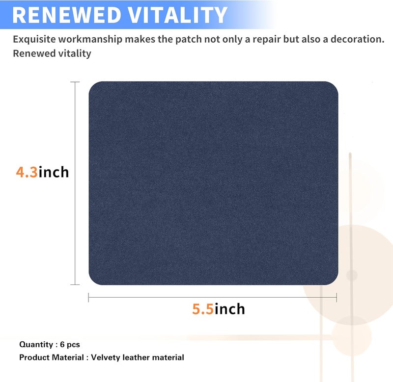 Azobur Sofa Fabric Repair Patch, 6 Piece Microfiber Patches, Self Adhesive Fabric Sofa Patch Repair Fabric, Luxurious Look, Quick Fix Sofa.（Dark Blue） - Image 2